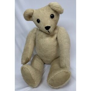Vintage Handmade Large Cream Mohair Wool Teddy Bear Movable Joints 21" Tall